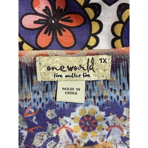 Women’s XL Abstract Floral Rhinestone Skull Embellished Tunic Top Whimsy Artsy - Picture 10 of 13